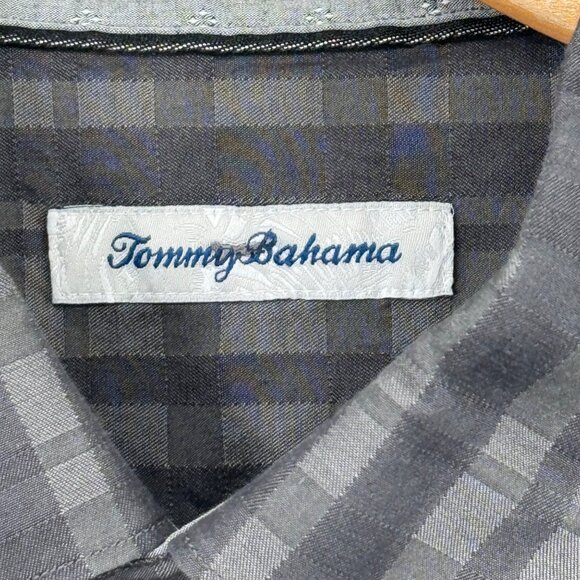 Tommy Bahama Mens Plaid Long Sleeve Button-Up Shirt Gray size XL silk cotton - Picture 3 of 12
